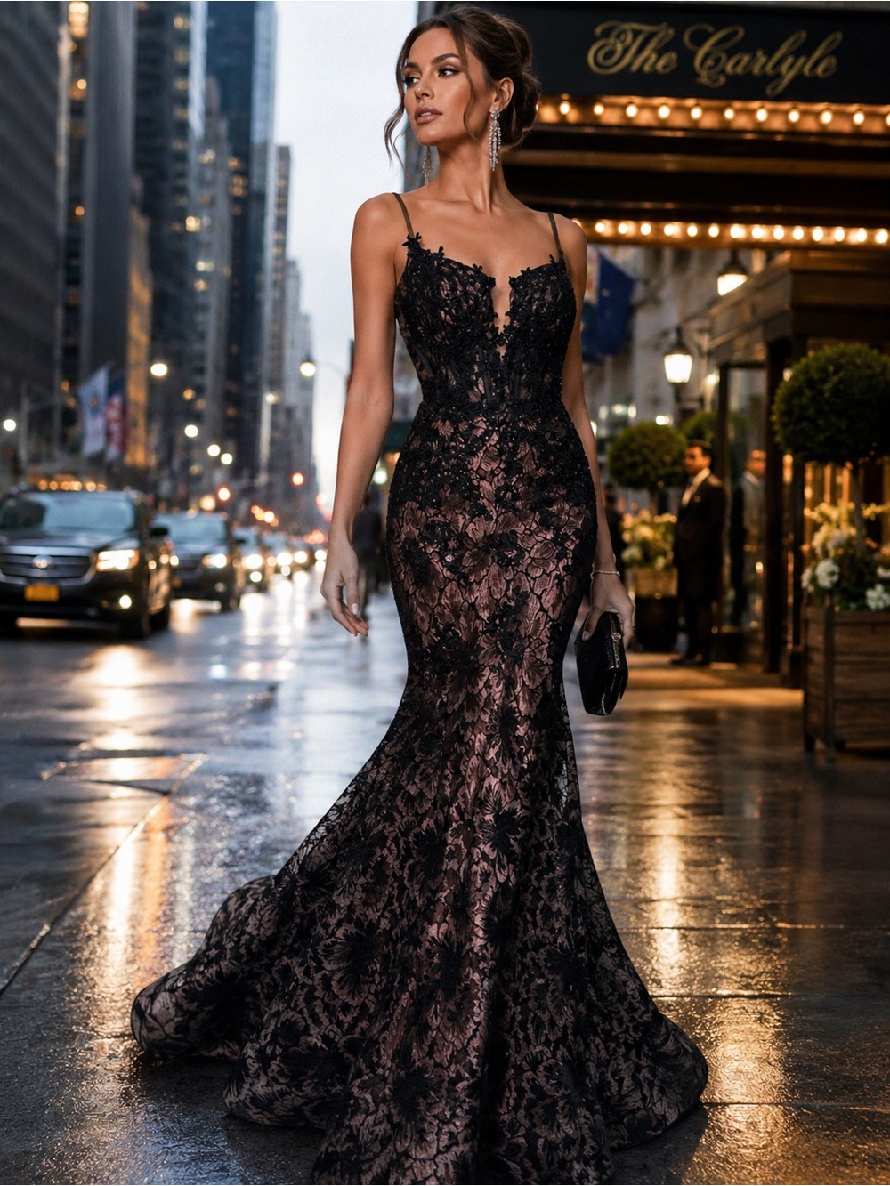 NWT Mac Duggal Black Embroidered Lace
79252 Sleeveless Mermaid Gown 6